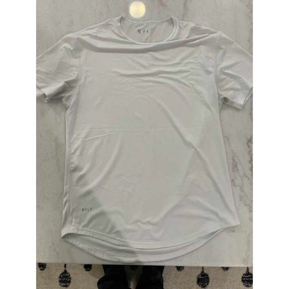 BYLT Premium Basics Men's White Drop Cut Performance Tee Size L